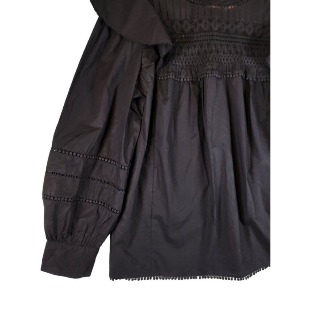 J. Crew Crocheted Lace Ruffle Blouse Top Black Size XL Style AK764 - Picture 5 of 10